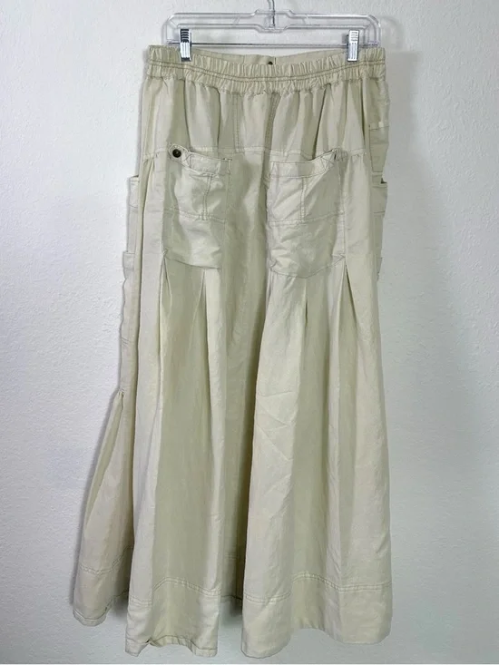 Free People Grunge 90s Cargo Rough Riding Maxi Skirt Birch Neutral XL Bella Swan - Picture 10 of 13